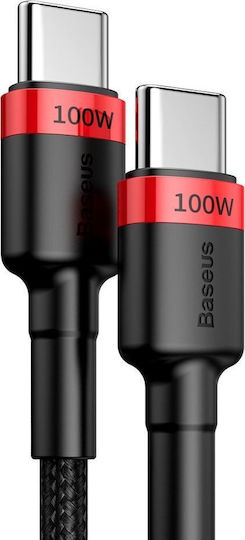 Baseus Cafule Плетен USB 2.0 Кабел USB-C Мъжки - USB-C 100W PD Червен 2m CATKLF-AL91