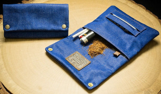 Original Kavatza Fabric Tobacco Pouch With Magnetic Clasp 15x8.5cm Blue