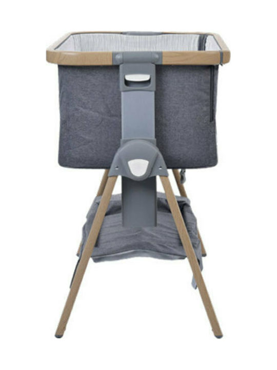 Kikka Boo Cradle Nanna with Mattress, Side Opening, and Wheels Dark Grey 31003020031