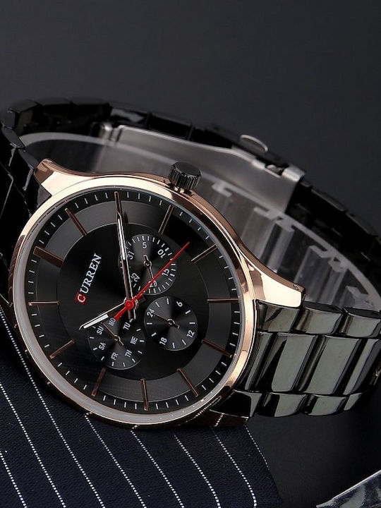 Curren Men's Watch 42mm Chronograph Battery with Metal Bracelet Rose / Gold
