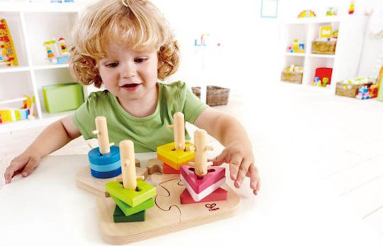 Hape Jucărie de Sortare a Formelor Early Explorer Creative Peg Puzzle din Lemn pentru 18++ Luni