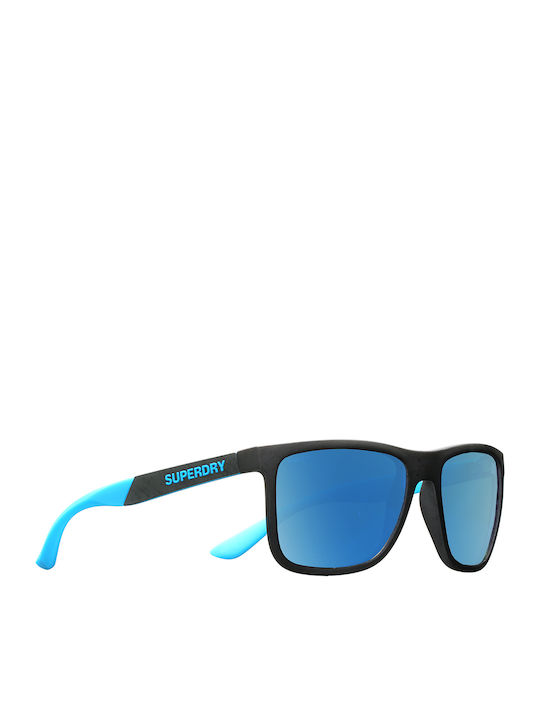 Superdry RunnerX Men's Sunglasses with Black Plastic Frame and Light Blue Mirror Lens