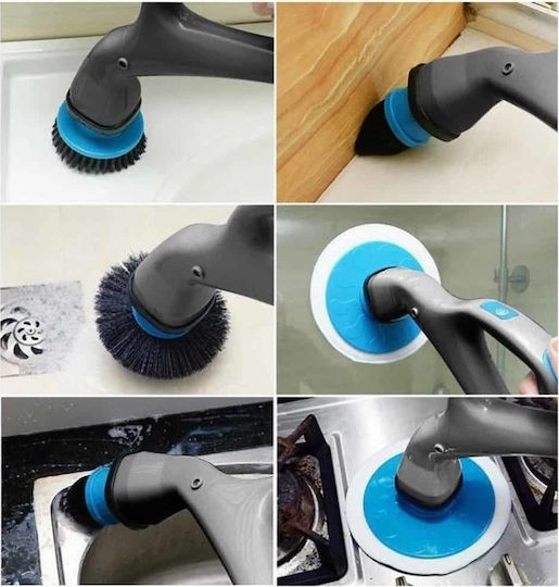 GlobalExpress Plastic Rotating Cleaning Brush with Handle Gray