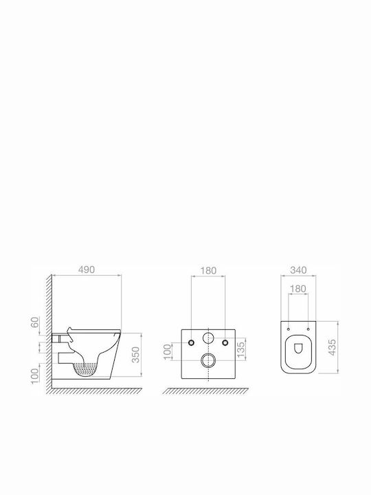 Pyramis Niovi Λεκάνη Κρεμαστή Rimless με Κάλυμμα Soft Close Λευκή