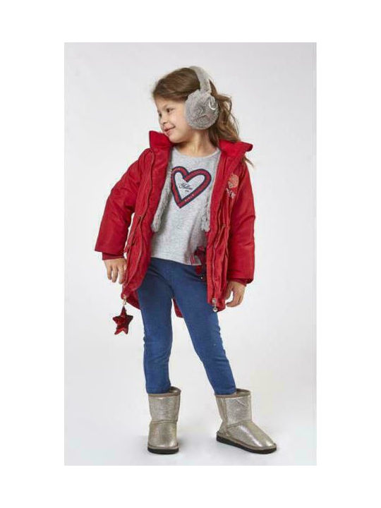 Evita Kids Parka Long with Lining & Protection Hood Red