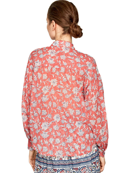 Pepe Jeans Bimba Langärmelig Damen Hemd Rosa Blumen