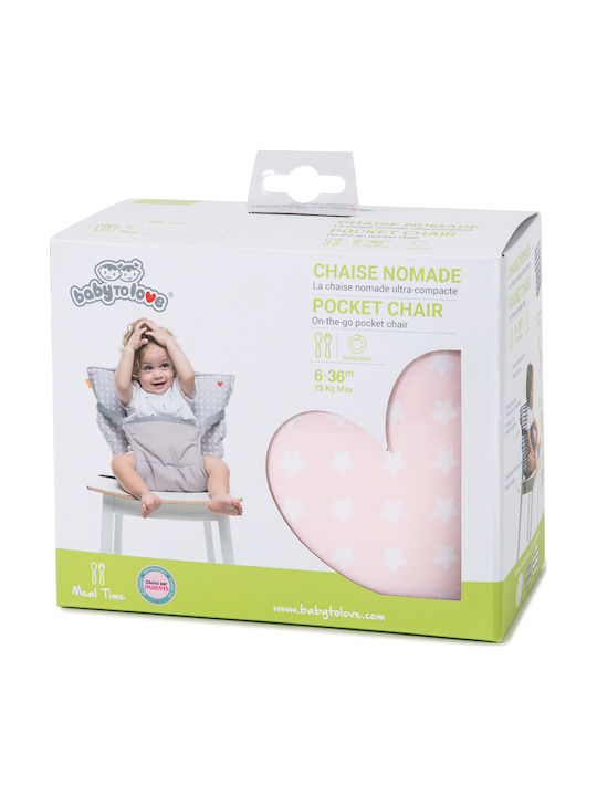 Baby to Love Portable Fabric Booster Seat for Chair Pocket Chair Stars Pink