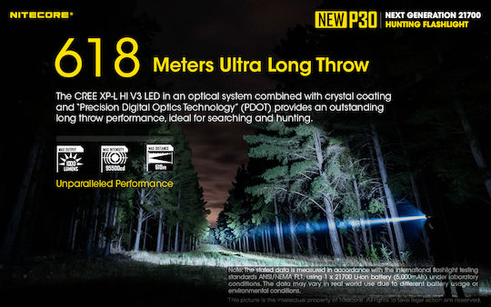 NiteCore LED IP68 с Максимална Яркост 1000лм P30 Черен