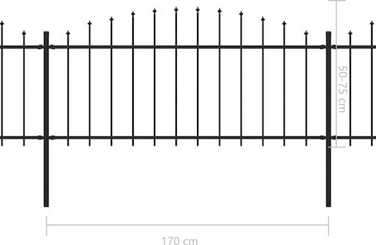 vidaXL Stahlzäune mit Spitzen Metallzäune mit Speeren in Schwarz Farbe 50cm x 3.4m