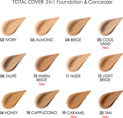 Golden Rose Total cover 2in1 Foundation & Concealer Spf15 11 Nude 30ml