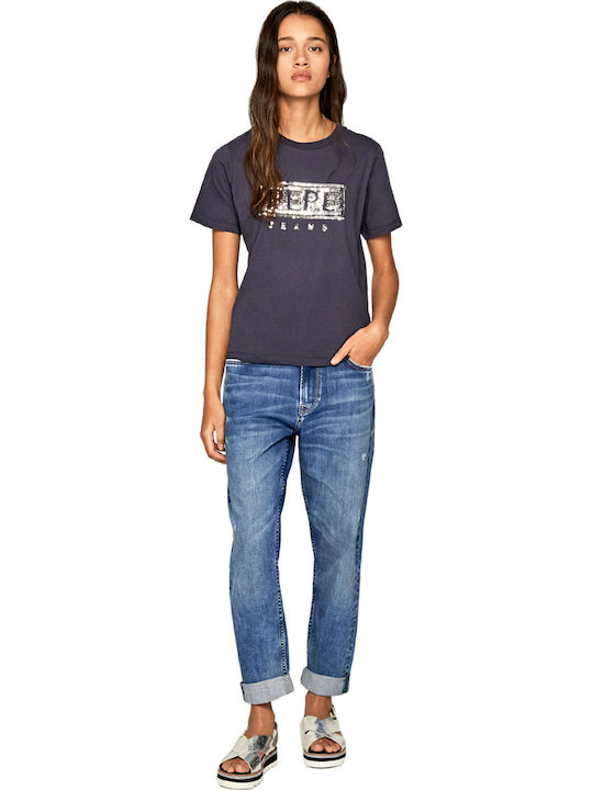 Pepe Jeans Charis Logo Women's T-shirt Navy Blue