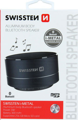 Swissten i-Metal Bluetooth-Lautsprecher 3W mit Akkulaufzeit bis zu 2.5 Stunden Schwarz