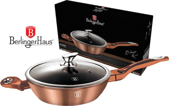 Berlinger Haus Metallic Line Pan Mit Deckel aus Aluminium mit Steinbeschichtung Rose Gold Collection 28cm