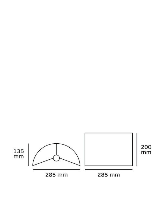 VK Lighting Abajur Jumătate Negru cu Lățime 28.5cm