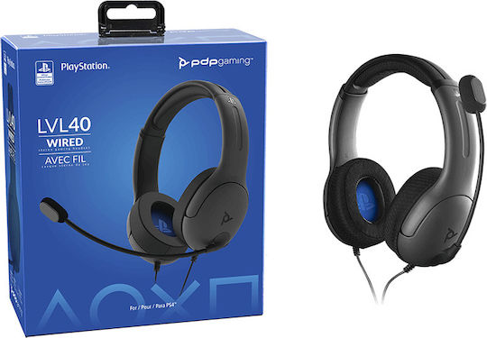 PDP LVL40 PS4 Over Ear Gaming Headset με σύνδεση 3.5mm Γκρι for PS4