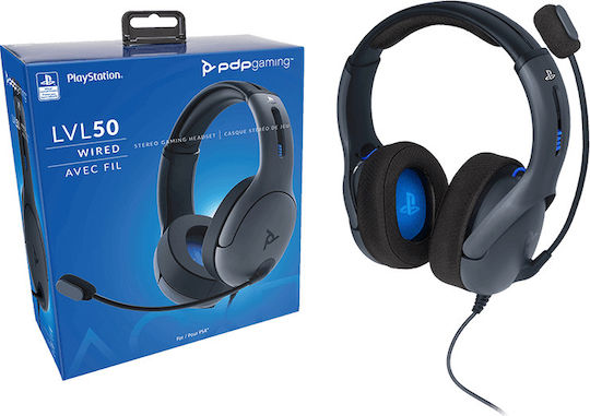 PDP LVL50 PS4 Over Ear Gaming Headset με σύνδεση 3.5mm Γκρι for PS4