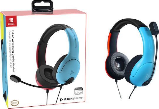PDP LVL40 Switch On Ear Gaming Headset με σύνδεση 3.5mm Blue / Red for Nintendo Switch