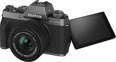 Fujifilm Mirrorless Φωτογραφική Μηχανή X-T200 Crop Frame Kit (XC 15-45mm F3.5-5.6 OIS PZ) Silver