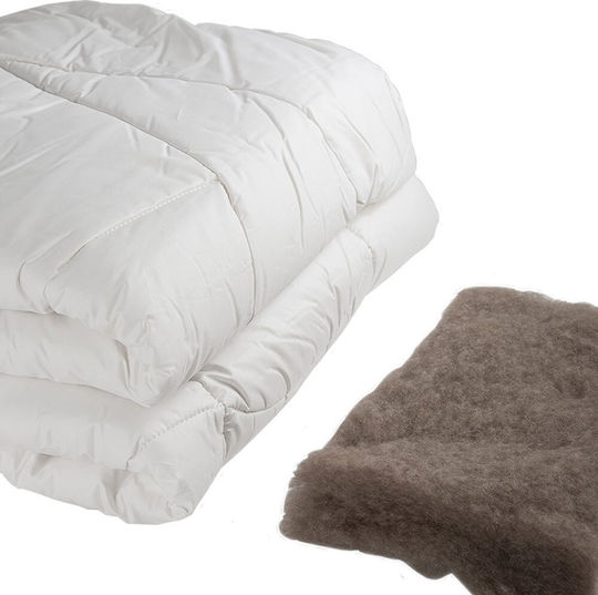 Vesta Home Πάπλωμα Υπέρδιπλο Μάλλινο 220x230εκ. Camel Λευκό 350 GSM 11.5 togs