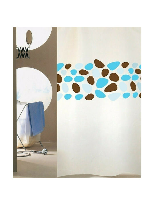 San Lorentzo Pebbles Fabric Shower Curtain 180x180cm Turquoise 1945 TIRK