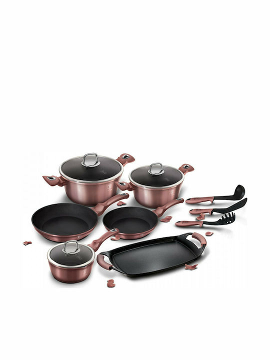 Berlinger Haus i-Rose Collection Cookware Set of Aluminum with Non-stick Coating Pink 12pcs