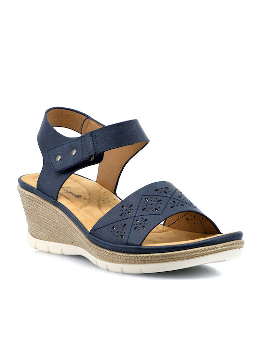 PAPISTAS WOMEN'S PLATFORMS ANATOMIC CASUAL WITH BLUE SYNTHETIC LEATHER