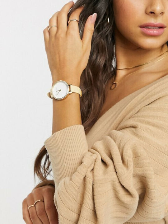 Olivia Burton Rainbow Bezel Ceas de Damă cu Auriu Curea din Piele