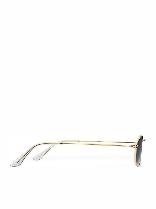 Meller Suku Unisex Sunglasses with Gold Metal Frame and Black Polarized Lens S-GOLDCAR