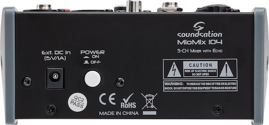 Soundsation MIOMIX 104 Аналогова конзола 5 канала с Фантомно захранване & 1 XLR вход