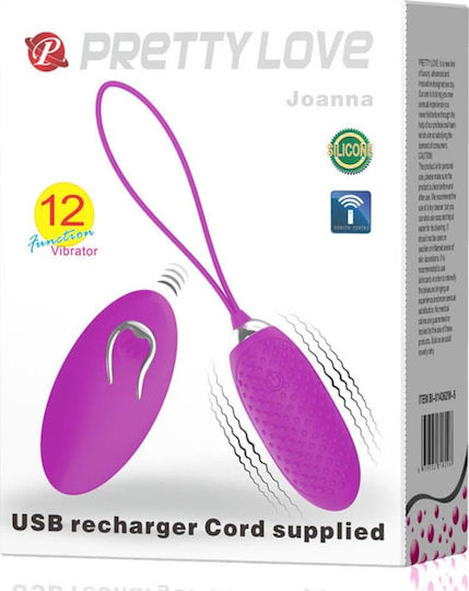 Pretty Love Joanna Vibrator Egg with Remote Control 14cm Purple