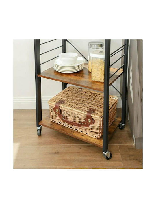 Vasagle Metal Kitchen Trolley 3 Tiers Black 60x40x89cm