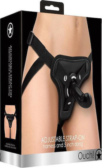Shots Ouch Adjustable Strap-on Set Harness με Dildo 13cm σε Μαύρο Χρώμα