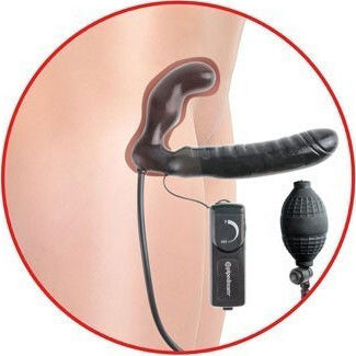 Pipedream Fetish Fantasy Series Inflatable Vibrating Strapless Strap-On Strapless Strap On with Dildo 16.5cm with Vibration in Black Color