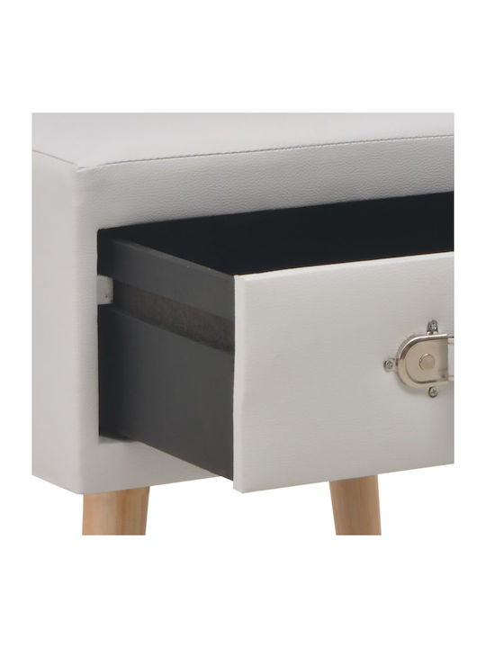 Noptieră cu Piele Ecologică Alb 40x35x40cm