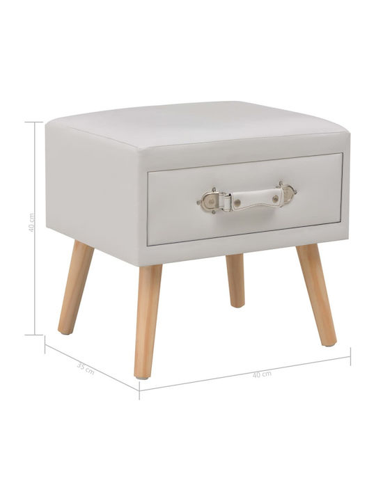 Noptieră cu Piele Ecologică Alb 40x35x40cm
