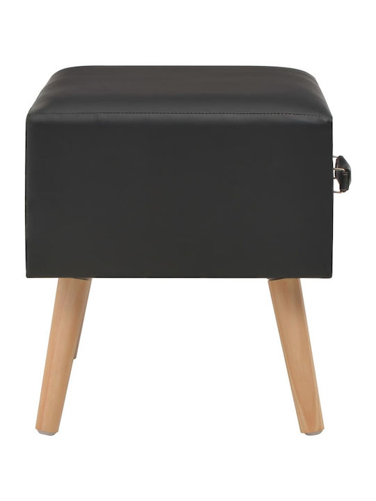 Bedside Table with Artificial Leather Μαύρο 40x35x40cm