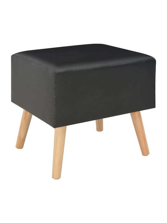 Bedside Table with Artificial Leather Μαύρο 40x35x40cm