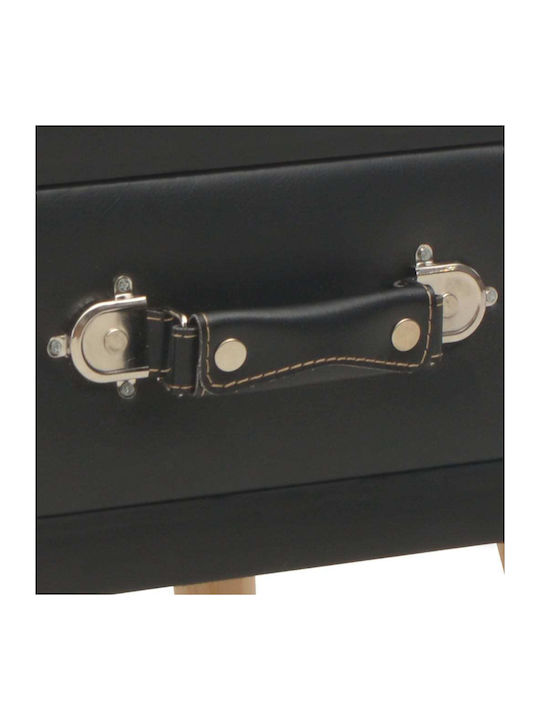 Bedside Table with Artificial Leather Μαύρο 40x35x40cm