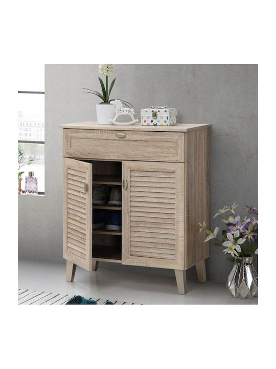 FP-02 Wooden Shoe Organizer with 4 Shelves Beige 77.8x36.8x89.3cm