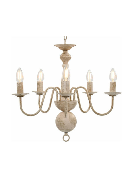 vidaXL Candelabru 5xE14 cu Lumânări Bej 281614