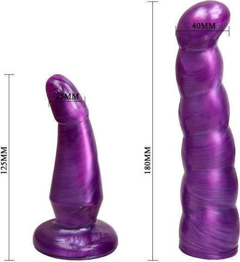 Baile Ultra Female Harness Harness with Double Dildo 17.5cm in Purple Color