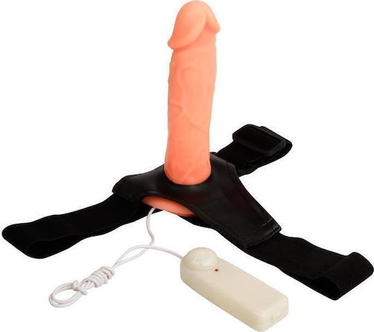 Baile Jessica Strap-On Harness με Dildo 17cm και Δόνηση στο χρώμα του δέρματος