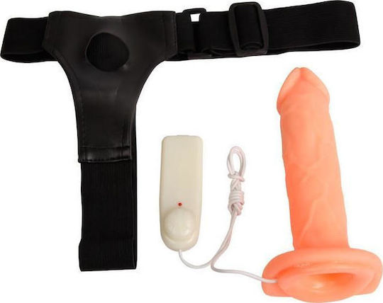 Baile Jessica Strap-On Harness με Dildo 17cm και Δόνηση στο χρώμα του δέρματος