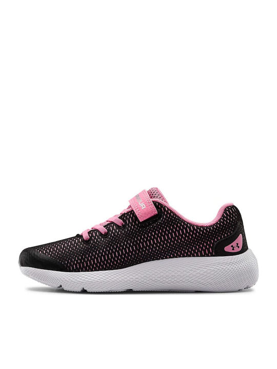 Pre School UA Pursuit 2 AC Kids Sports Shoes Running with Hoop & Loop Closure Black