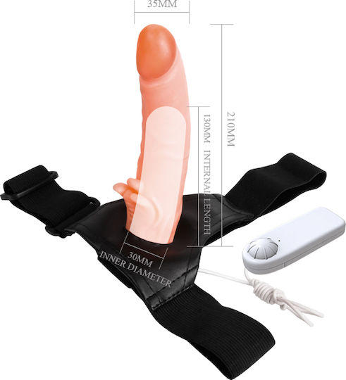 Baile Ultra Passionate Harness Sensual Comfort Strap-On Harness with Dildo 21cm and Vibration in skin color