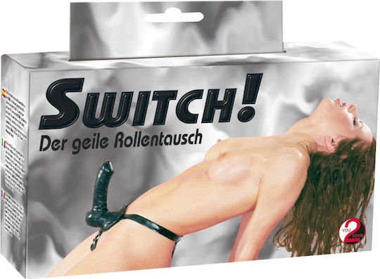 You2Toys Switch Latex Umschnall Penis Арсенал с Единично Дилдо 19см в Черен цвят