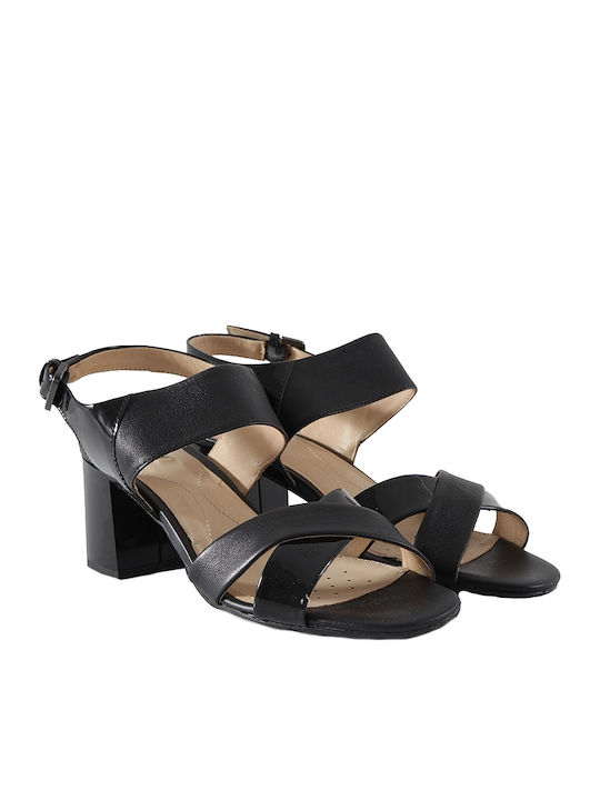 Geox Leder Damen Sandalen in Schwarz Farbe