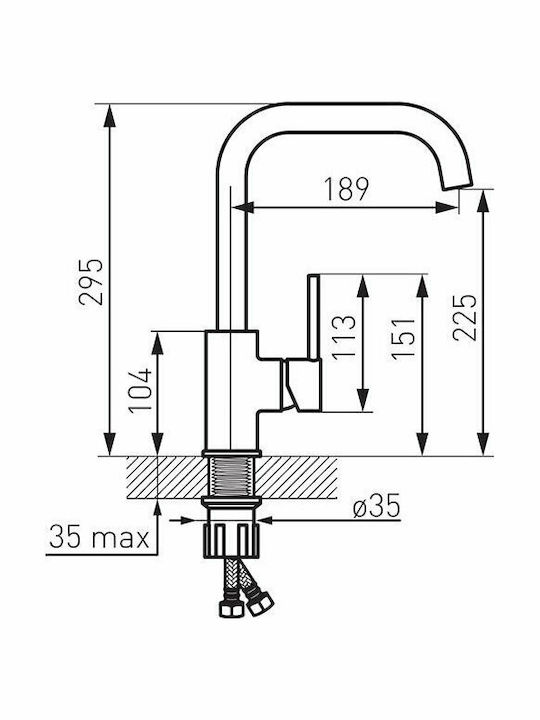 Ferro Freya II Tall Kitchen Faucet Counter Graphite Black