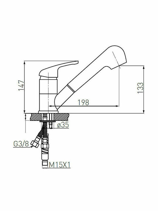 Ferro Freya Kitchen Faucet Counter with Shower Granite Beige