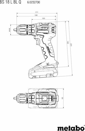 Metabo BS 18 L BL Q Δραπανοκατσάβιδο Μπαταρίας 18V 2x2Ah